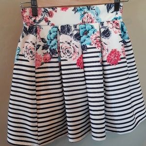 Girls Floral & Striped Skirt